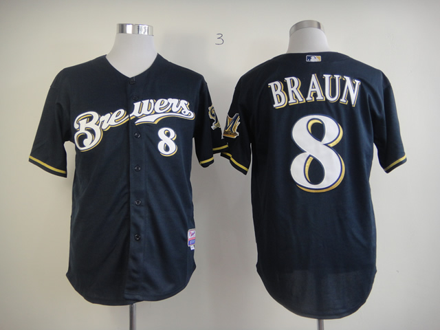 Men Milwaukee Brewers 8 Braun Blue MLB Jerseys